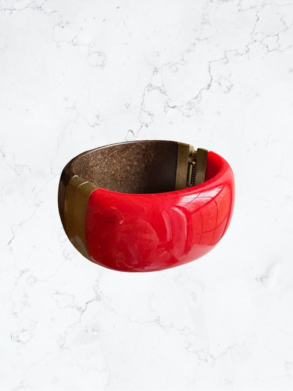 Premier Designs Bold Red Resin and Gold-Tone Cuff Bracelet